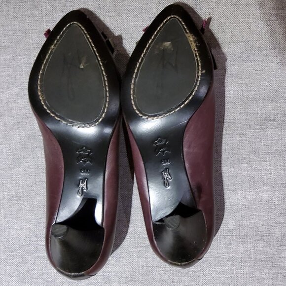 J. Vincent Purple and Pewter Leather Heels Shoes Size 6M Heels 3" - Picture 6 of 7